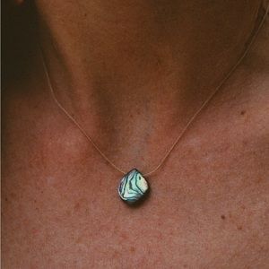 mother of pearl • 14k gold • peach skin cord